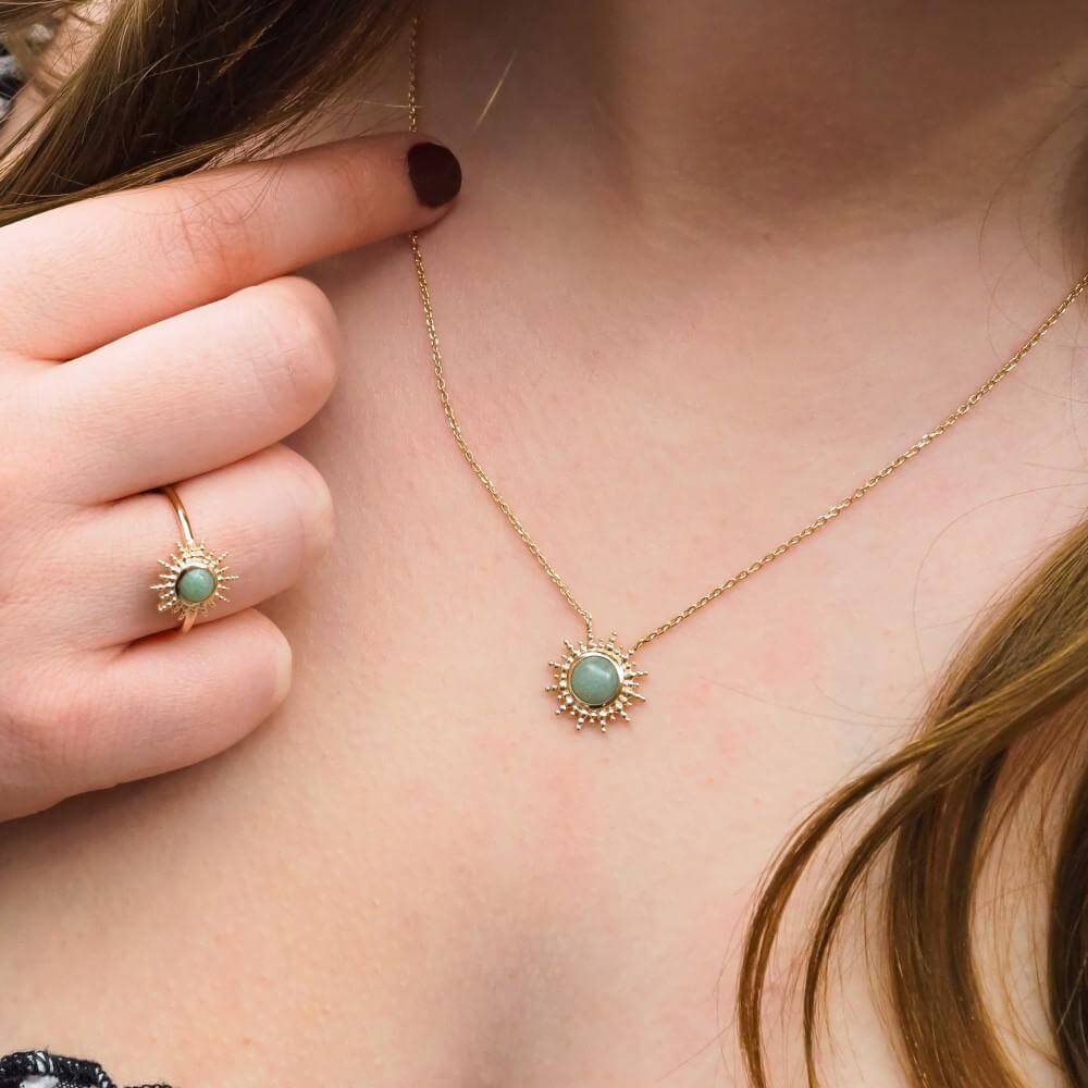 Bague Alice - Plaqué Or et Aventurine - Aurore & Luna
