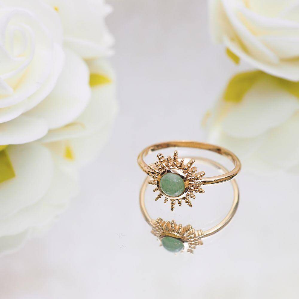 Bague Alice - Plaqué Or et Aventurine - Aurore & Luna