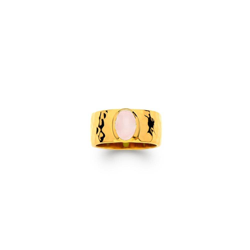Bague Anaïs - Plaqué Or et Quartz Rose - Aurore & Luna