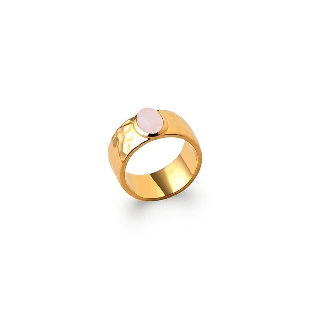 Bague Anaïs - Plaqué Or et Quartz Rose - Aurore & Luna