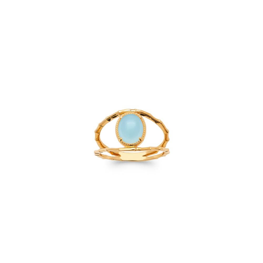 Bague Bonnie - Plaqué Or et Agate Bleue - Aurore & Luna
