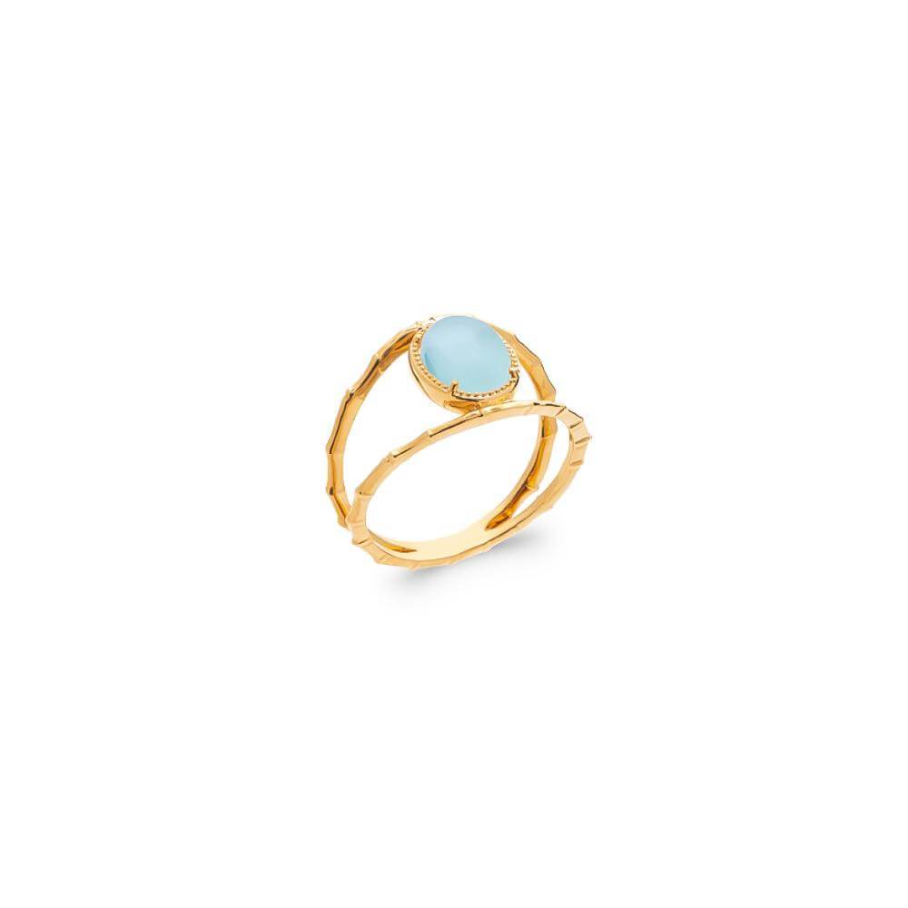 Bague Bonnie - Plaqué Or et Agate Bleue - Aurore & Luna