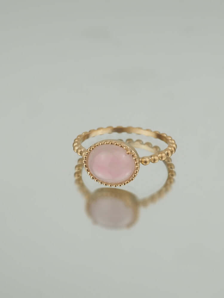 Bague Hélèna - Plaqué Or et Quartz Rose - Aurore & Luna