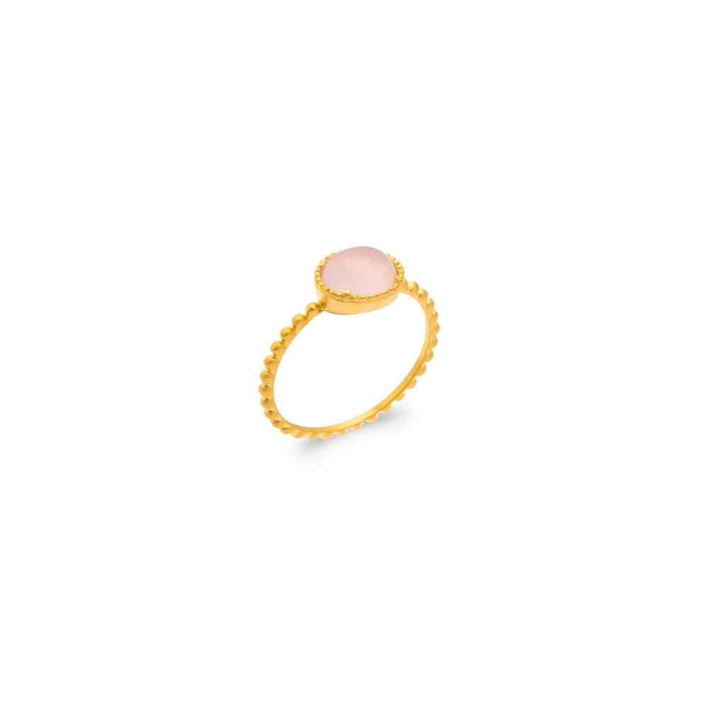 Bague Hélèna - Plaqué Or et Quartz Rose - Aurore & Luna