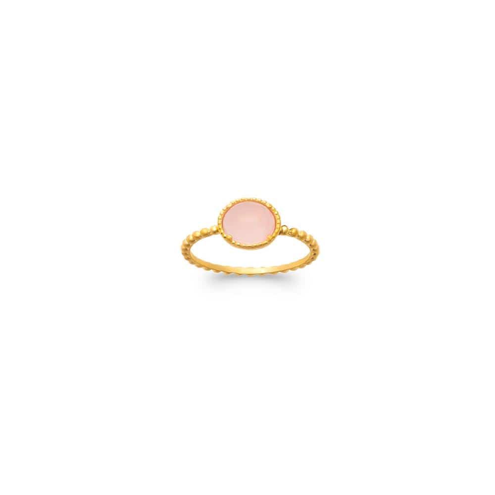 Bague Hélèna - Plaqué Or et Quartz Rose - Aurore & Luna