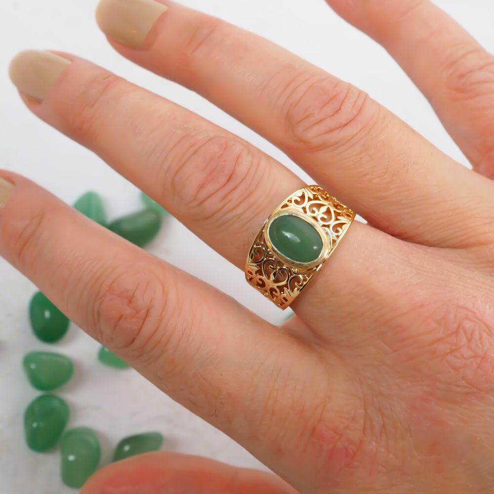 Bague Jasmine - Plaqué Or et Aventurine - Aurore & Luna