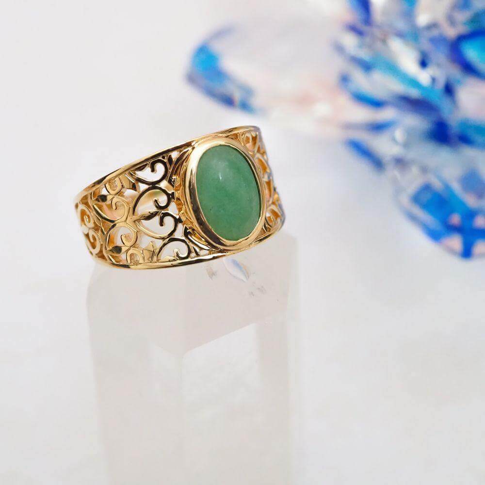 Bague Jasmine - Plaqué Or et Aventurine - Aurore & Luna