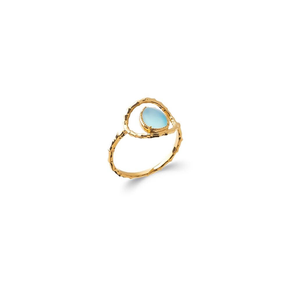 Bague Nina - Plaqué Or et Agate Bleue - Aurore & Luna