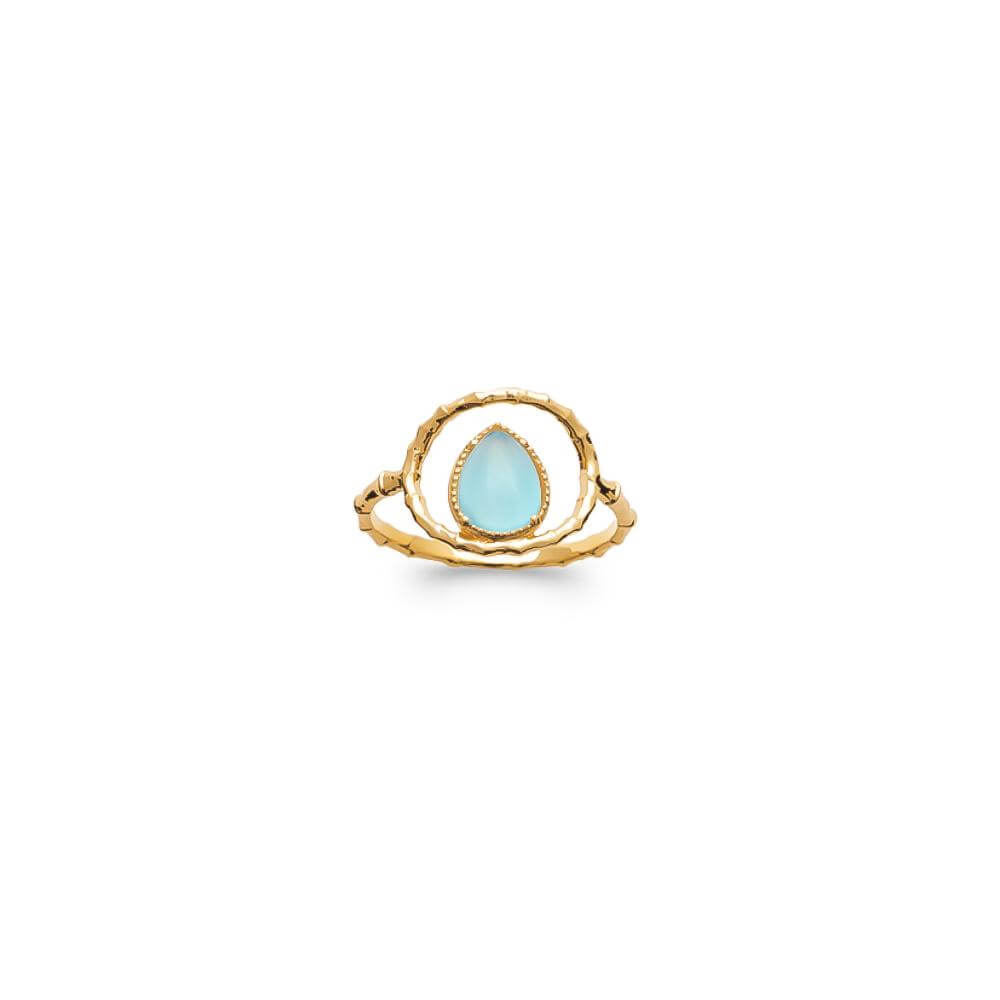 Bague Nina - Plaqué Or et Agate Bleue - Aurore & Luna