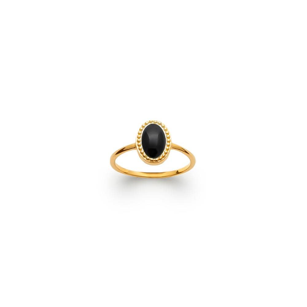 Bague Prune - Plaqué Or et Agate Noire - Aurore & Luna