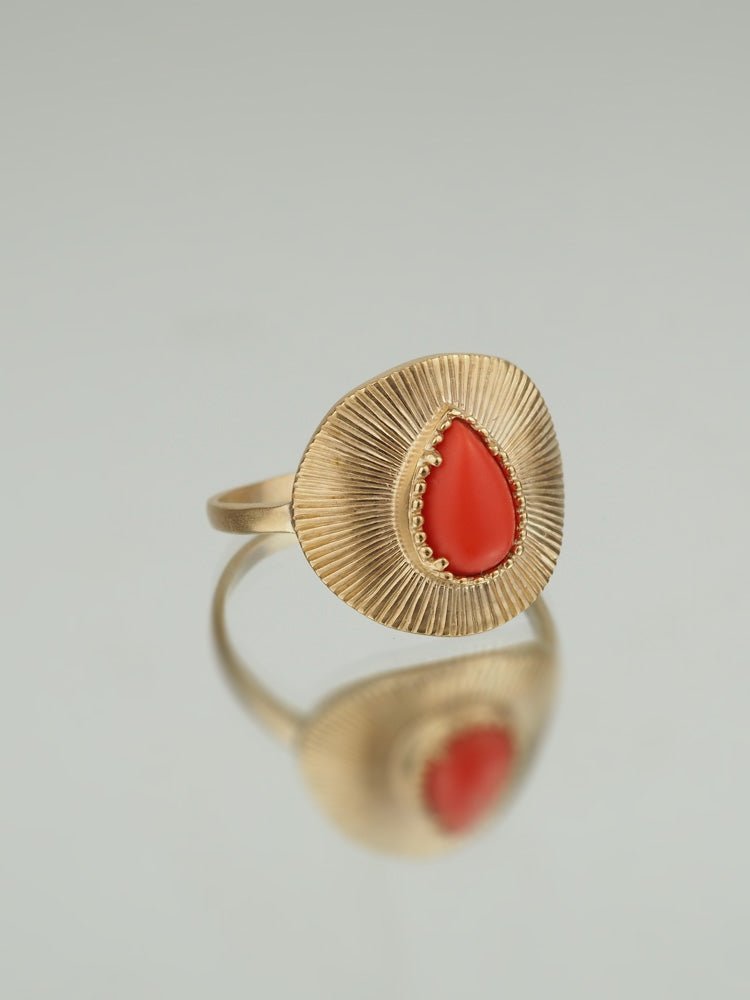 Bague Tamara - Plaqué Or et Pierre de Soleil - Aurore & Luna