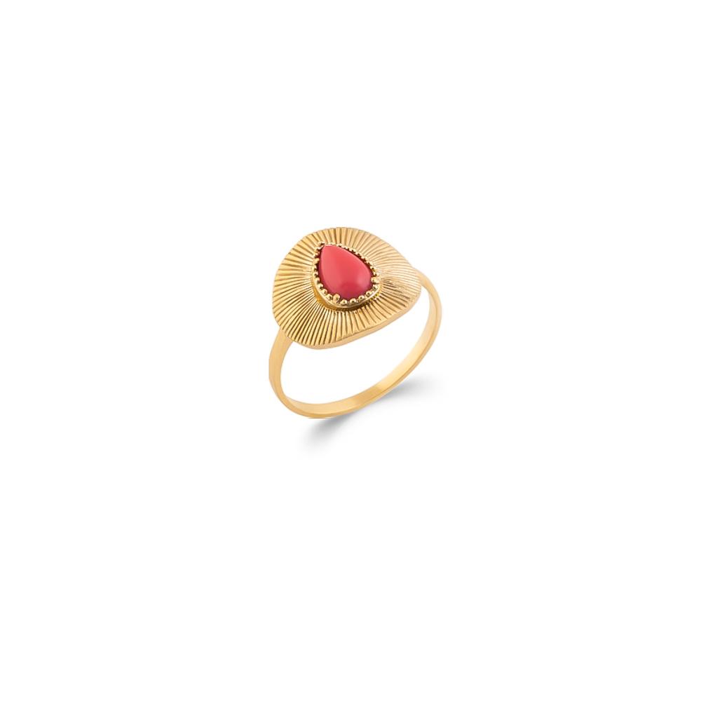Bague Tamara - Plaqué Or et Pierre de Soleil - Aurore & Luna