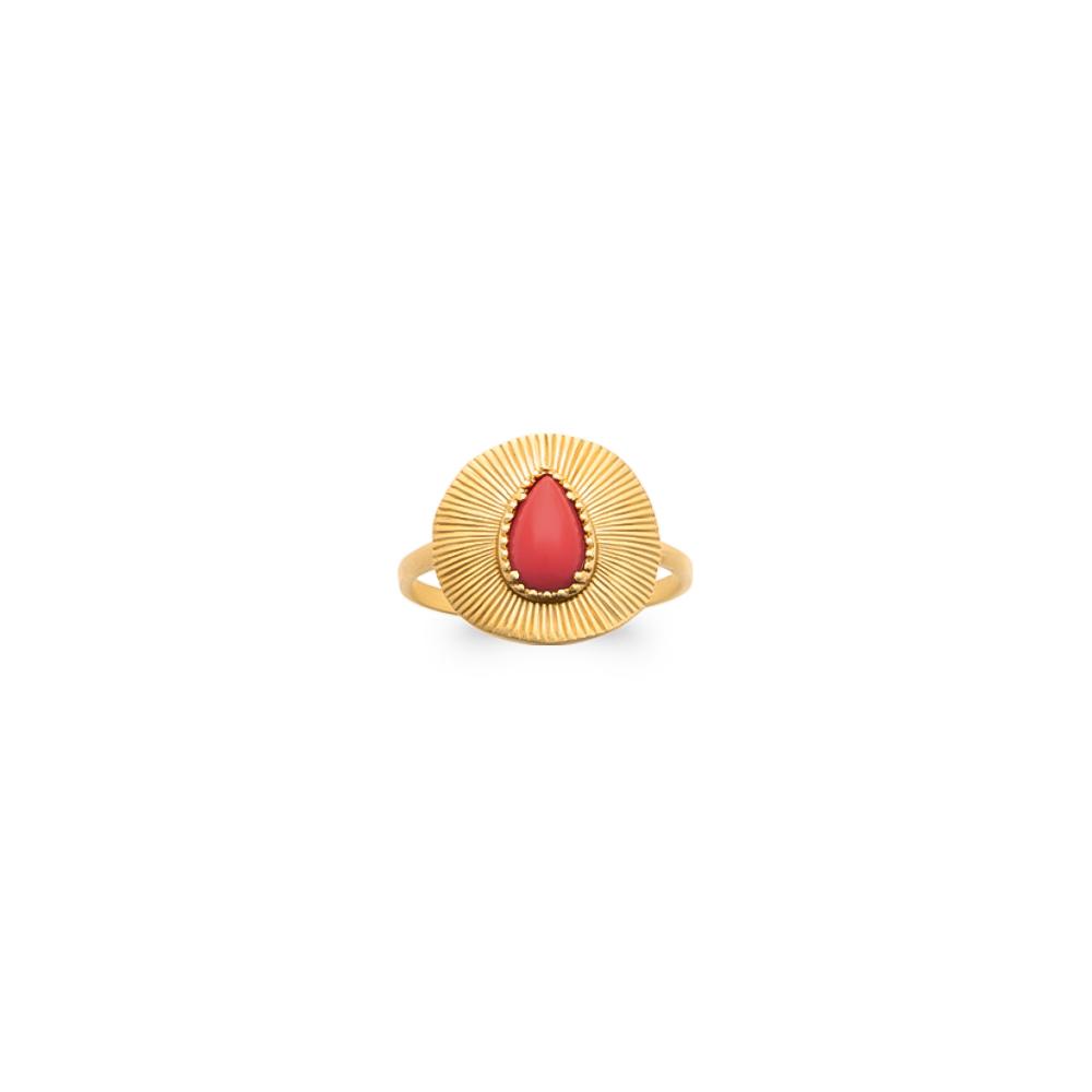 Bague Tamara - Plaqué Or et Pierre de Soleil - Aurore & Luna