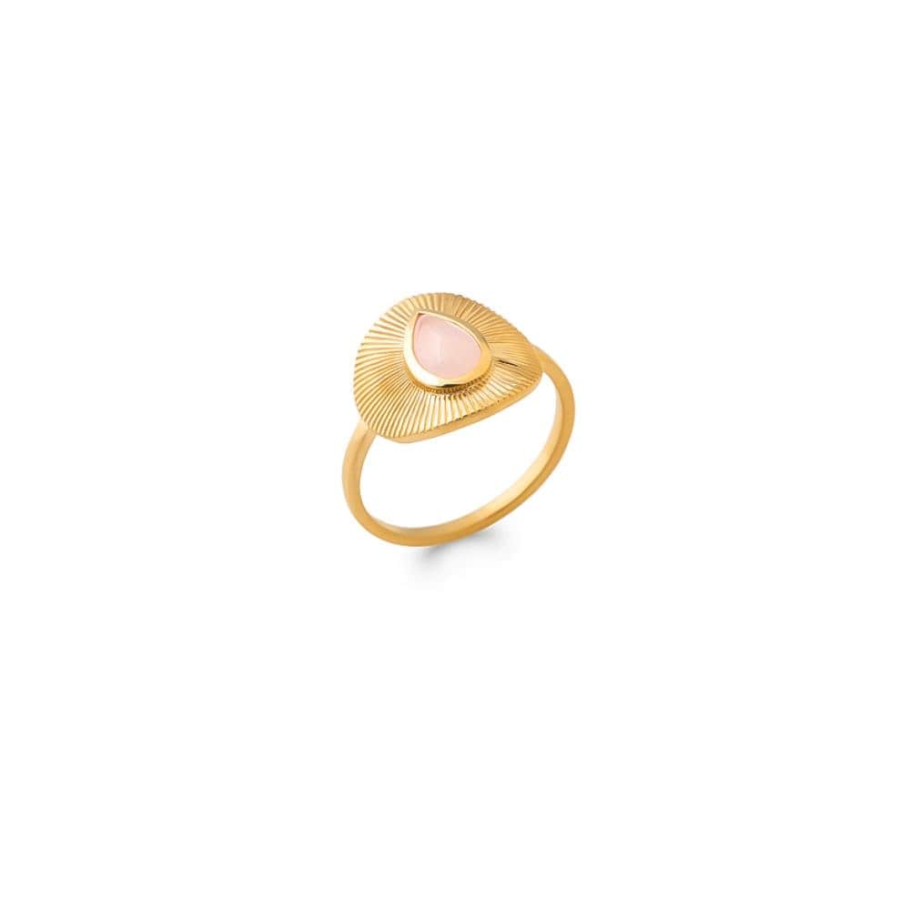 Bague Tamara - Plaqué Or et Quartz Rose - Aurore & Luna