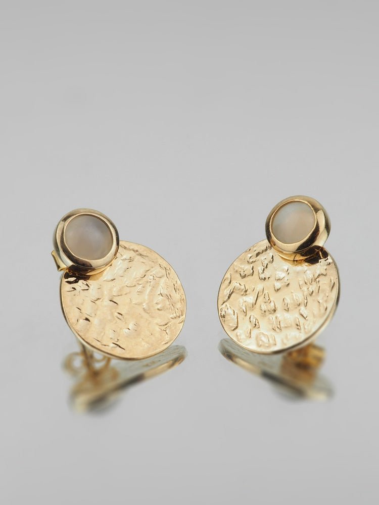 Boucles d'oreilles Anaïs - Plaqué Or et Pierre de Lune - Aurore & Luna