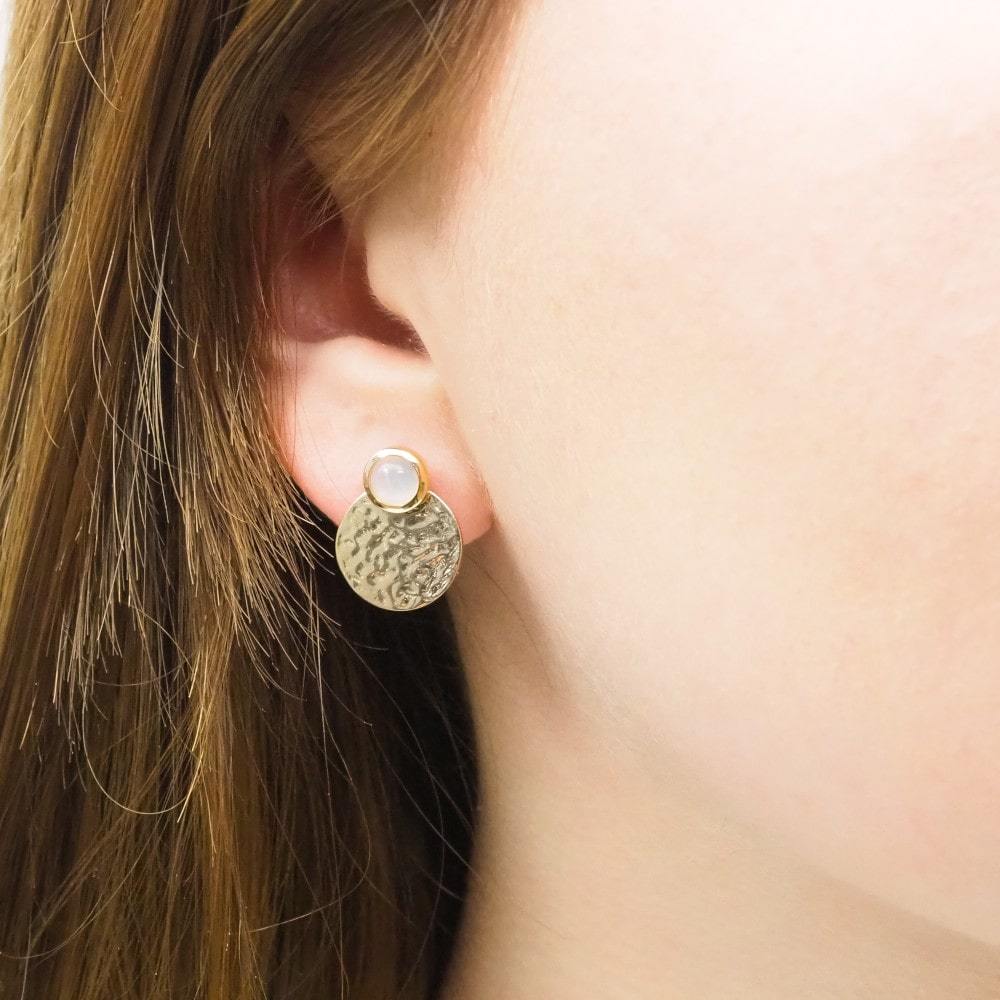 Boucles d'oreilles Anaïs - Plaqué Or et Pierre de Lune - Aurore & Luna