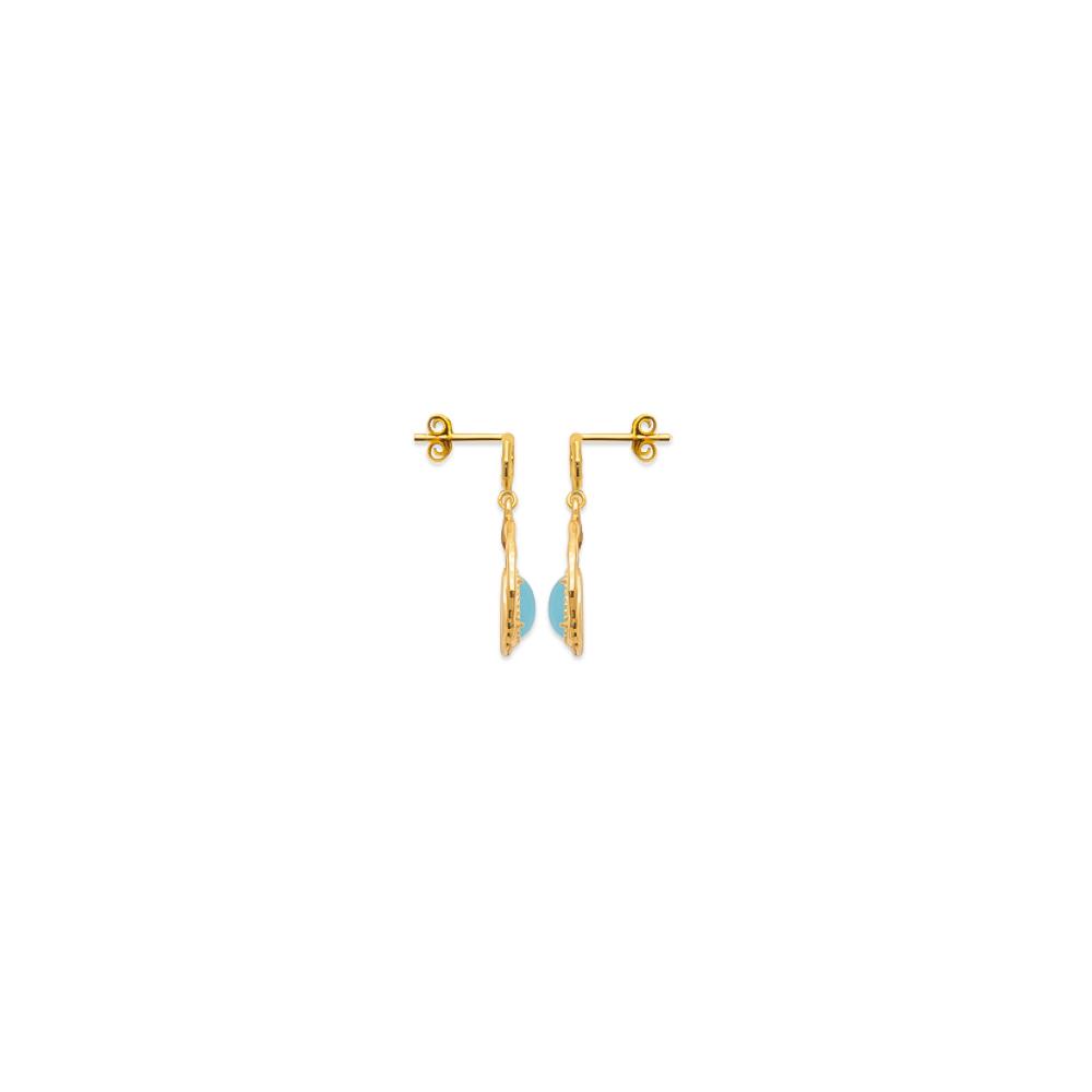 Boucles d'oreilles Bonnie - Plaqué Or et Agate Bleue - Aurore & Luna