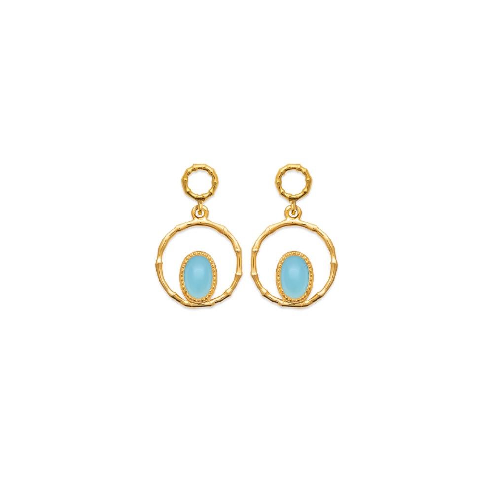 Boucles d'oreilles Bonnie - Plaqué Or et Agate Bleue - Aurore & Luna