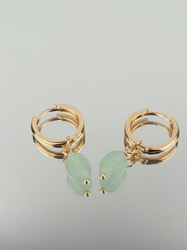 Boucles d'oreilles créoles percées ethniques amazonite I Multibleu Boucles d'oreilles créoles percées ethniques amazonite I Multibleu