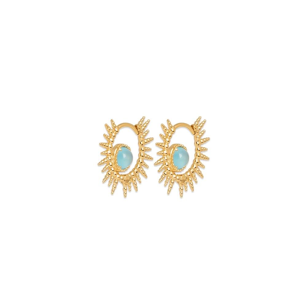 Boucles d'oreilles Emma - Plaqué Or et Agate Bleue - Aurore & Luna