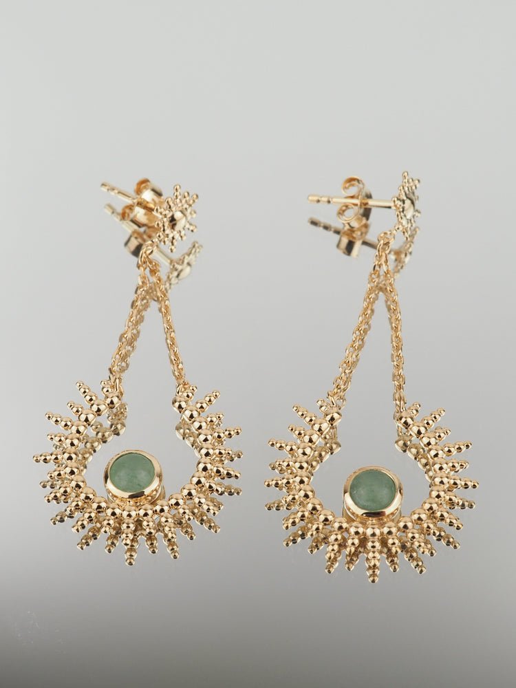 Boucles d'oreilles Emmanuelle - Plaqué Or et Aventurine - Aurore & Luna