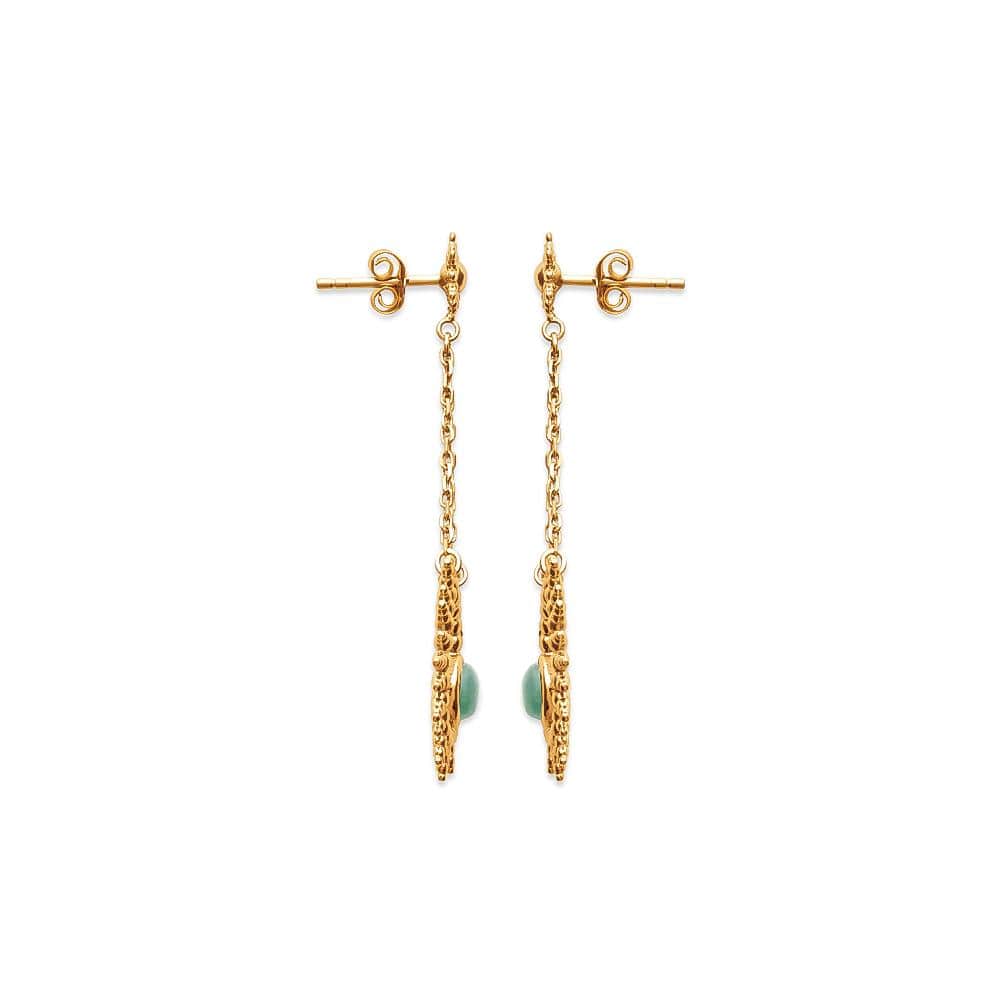 Boucles d'oreilles Emmanuelle - Plaqué Or et Aventurine - Aurore & Luna