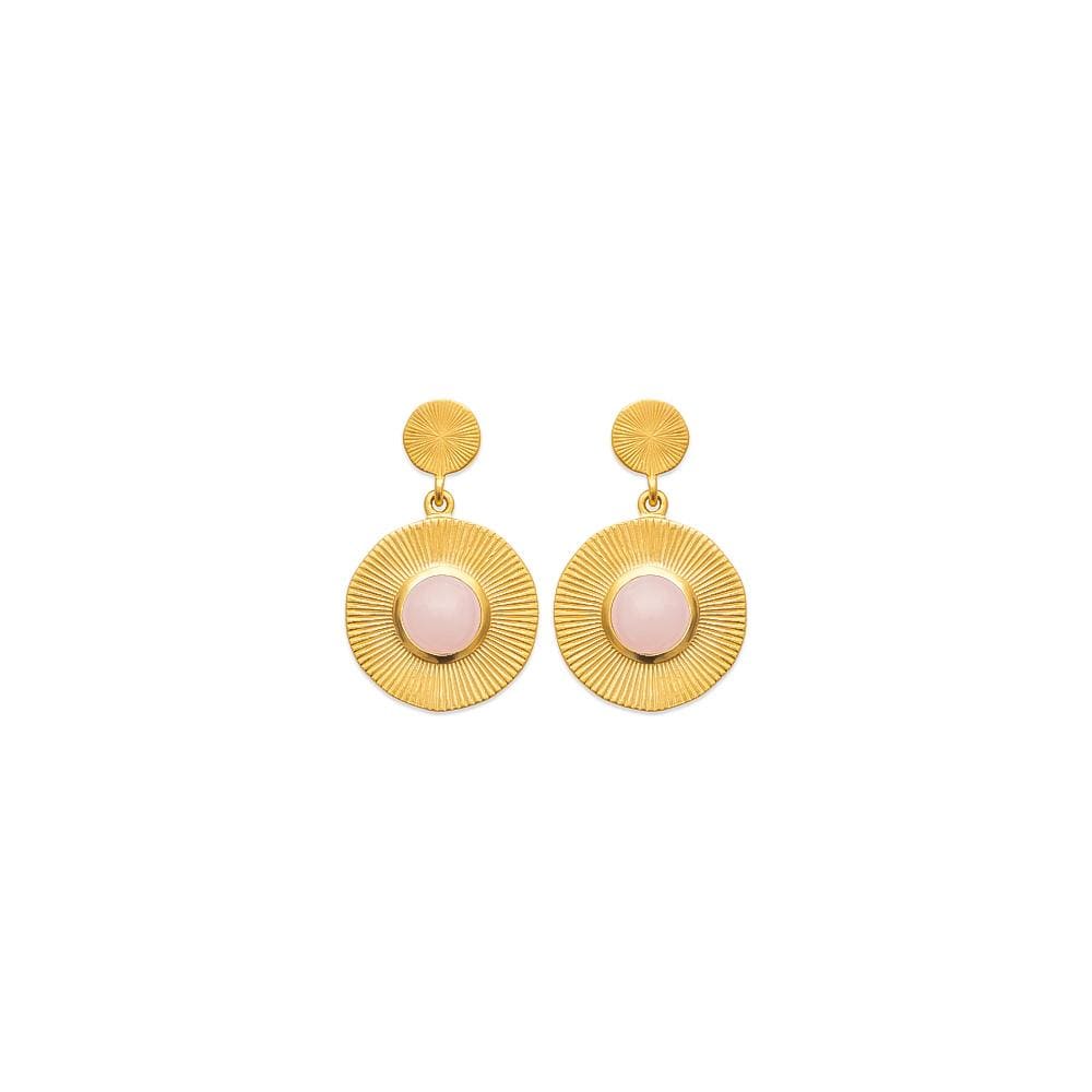Boucles d'oreilles Marine - Plaqué Or et Quartz Rose - Aurore & Luna