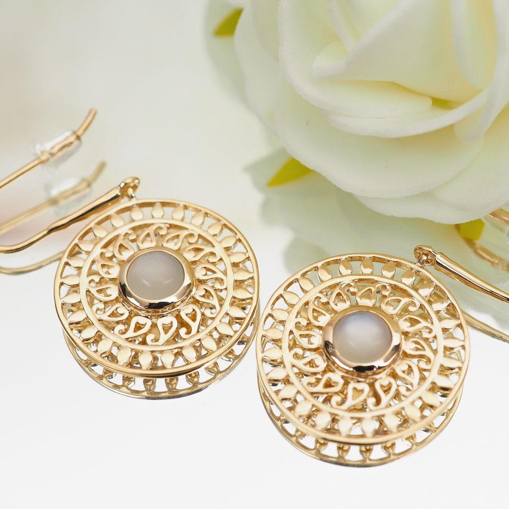 Boucles d'oreilles Monia - Plaqué Or et Pierre de Lune - Aurore & Luna