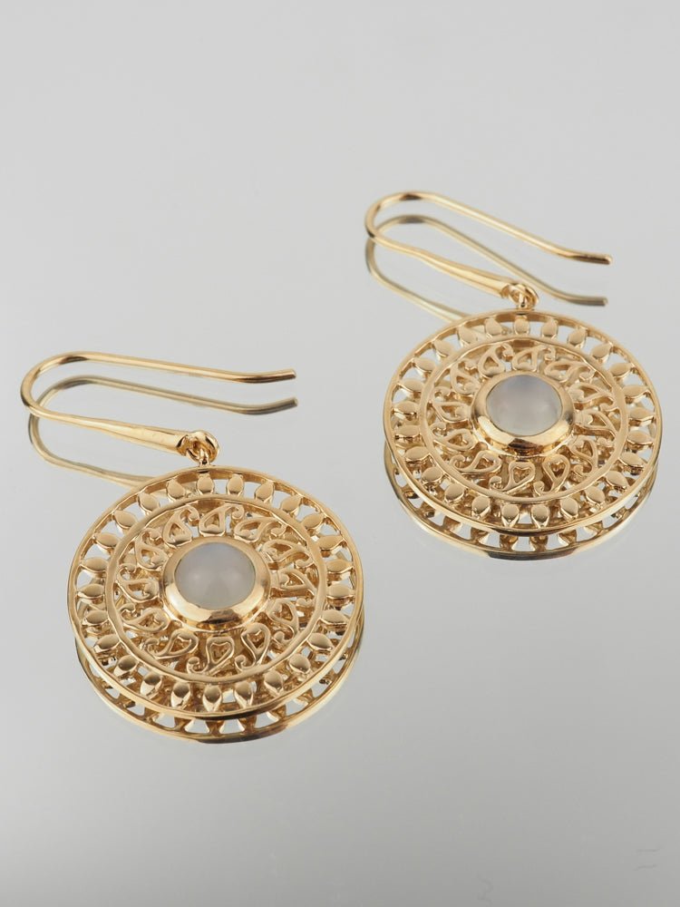 Boucles d'oreilles Monia - Plaqué Or et Pierre de Lune - Aurore & Luna