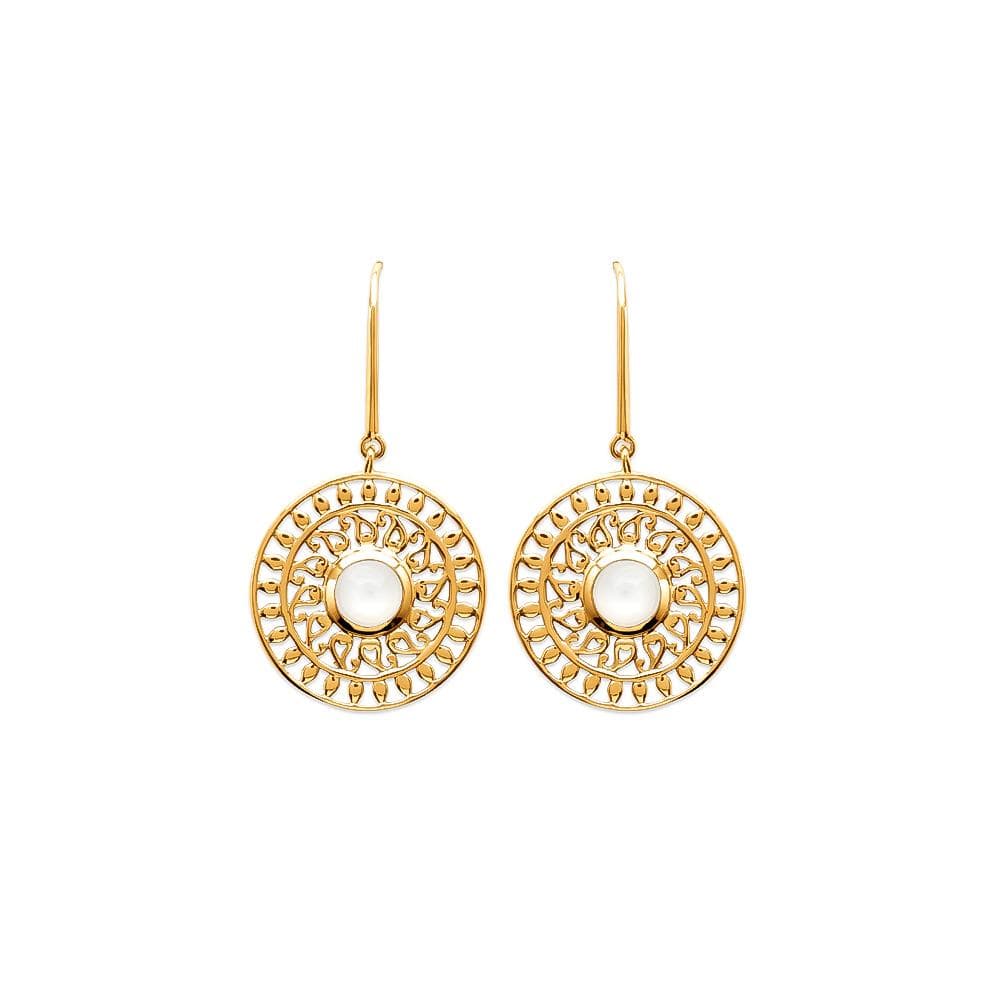 Boucles d'oreilles Monia - Plaqué Or et Pierre de Lune - Aurore & Luna