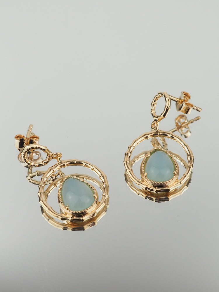 Boucles d'oreilles Nina - Plaqué Or et Agate Bleue - Aurore & Luna