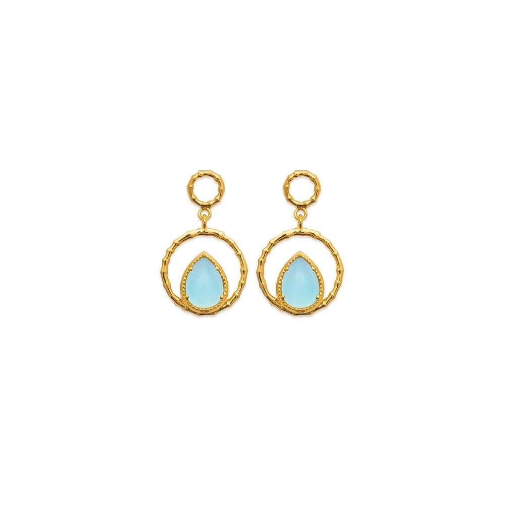 Boucles d'oreilles Nina - Plaqué Or et Agate Bleue - Aurore & Luna
