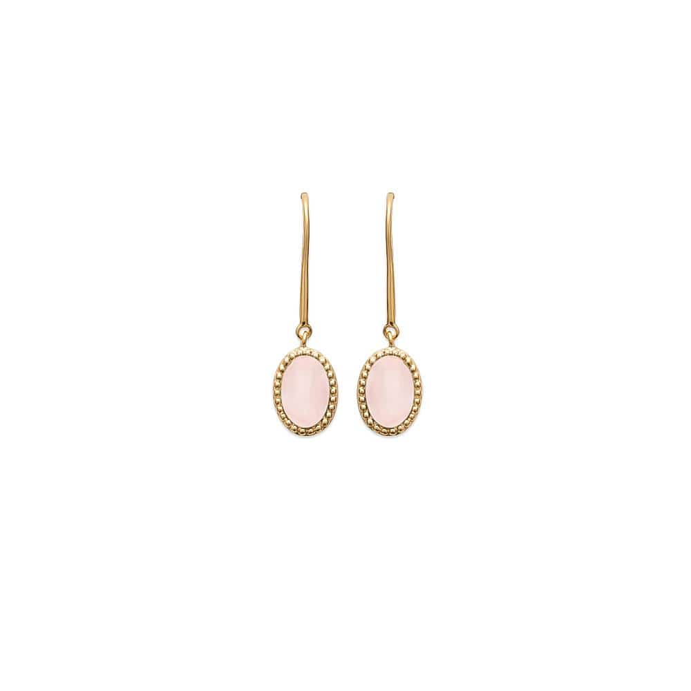 Boucles d'oreilles Prune - Plaqué Or et Quartz Rose - Aurore & Luna