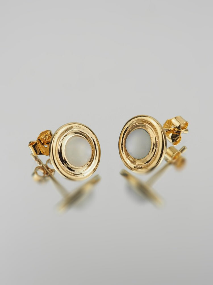 Boucles d'oreilles Rachel - Plaqué Or et Pierre de Lune - Aurore & Luna