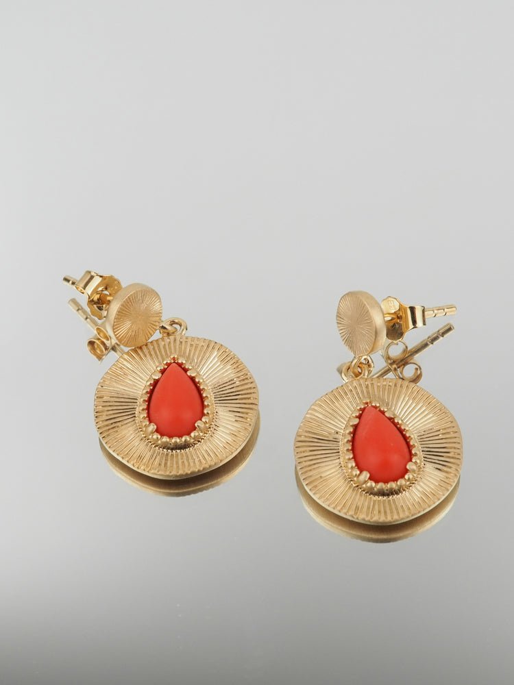 Boucles d'oreilles Tamara - Plaqué Or et Pierre de Soleil - Aurore & Luna
