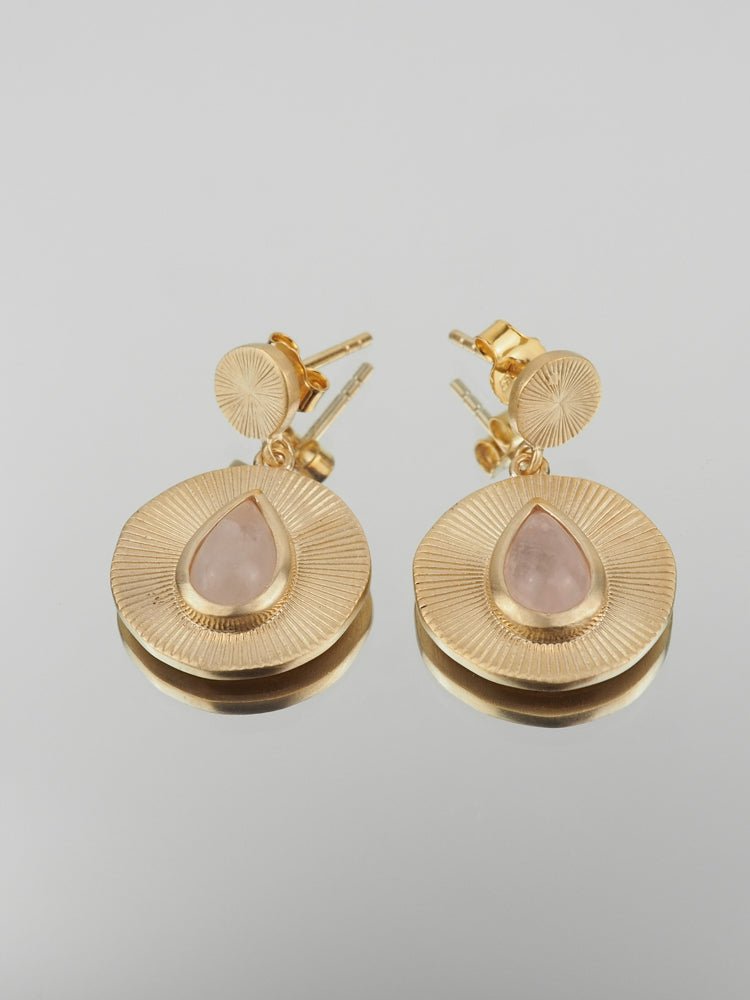 Boucles d'oreilles Tamara - Plaqué Or et Quartz Rose - Aurore & Luna