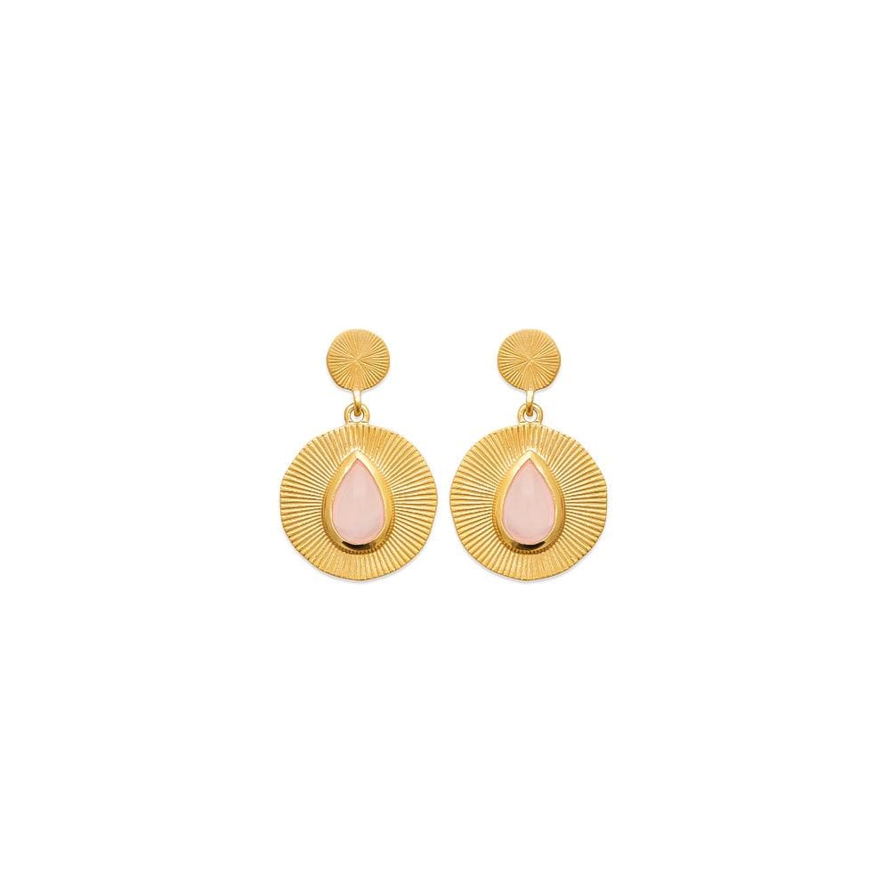 Boucles d'oreilles Tamara - Plaqué Or et Quartz Rose - Aurore & Luna