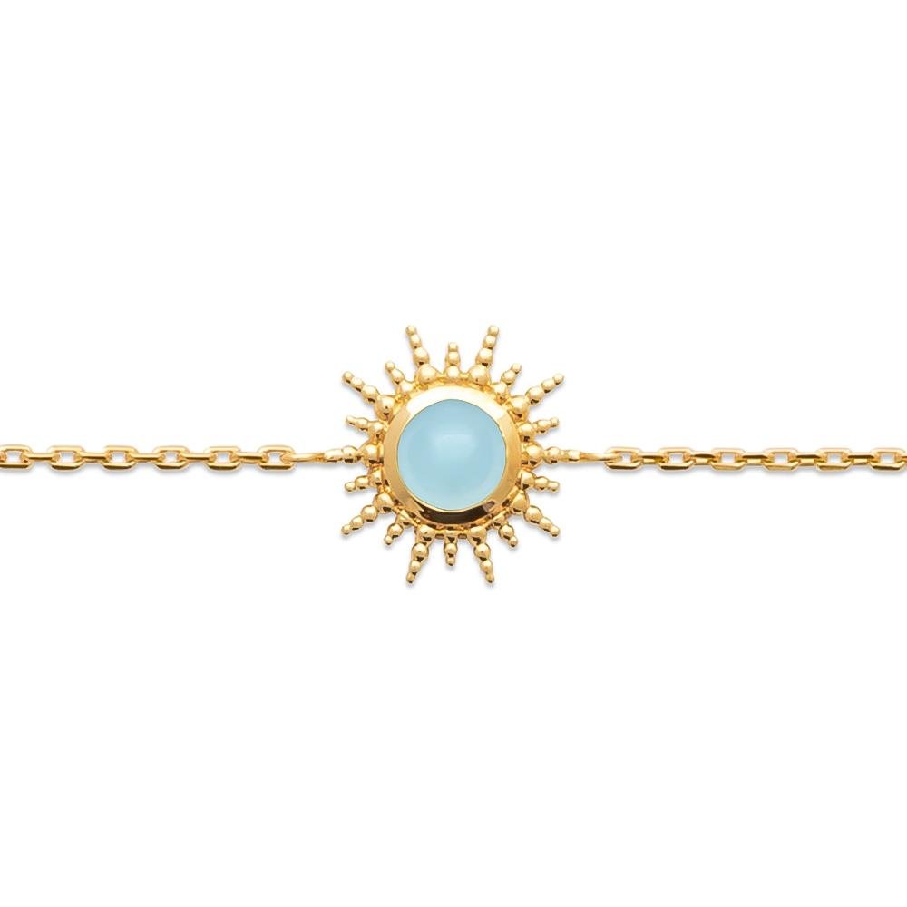 Bracelet Alice - Plaqué Or et Agate Bleue - Aurore & Luna