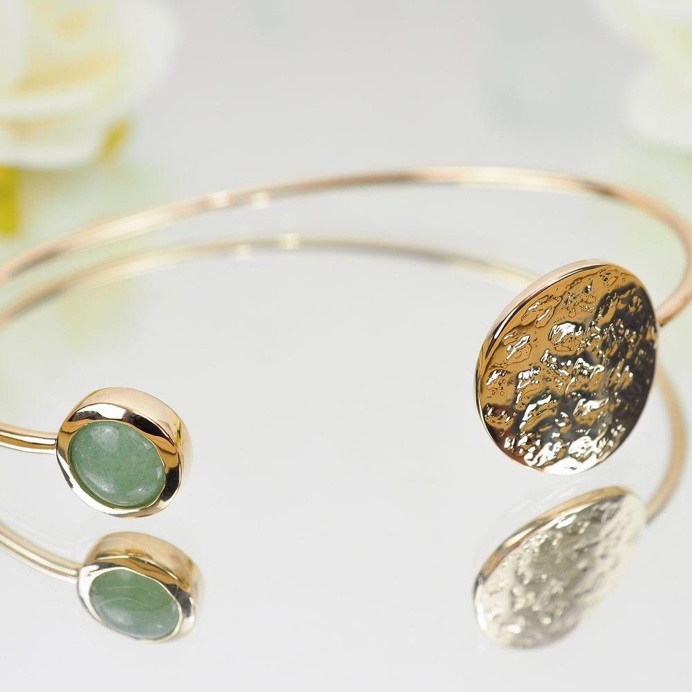 Bracelet Jonc Anaïs - Plaqué Or et Aventurine - Aurore & Luna