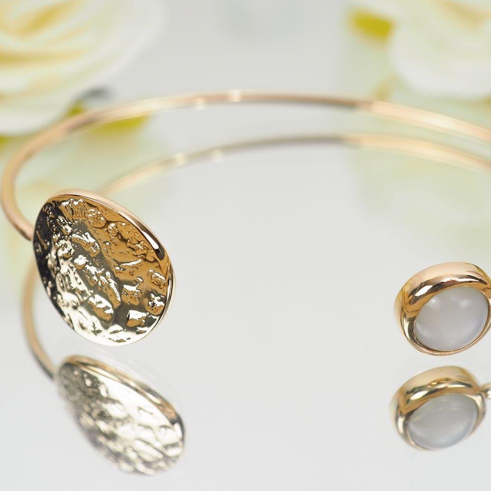 Bracelet Jonc Anaïs - Plaqué Or et Pierre de Lune - Aurore & Luna