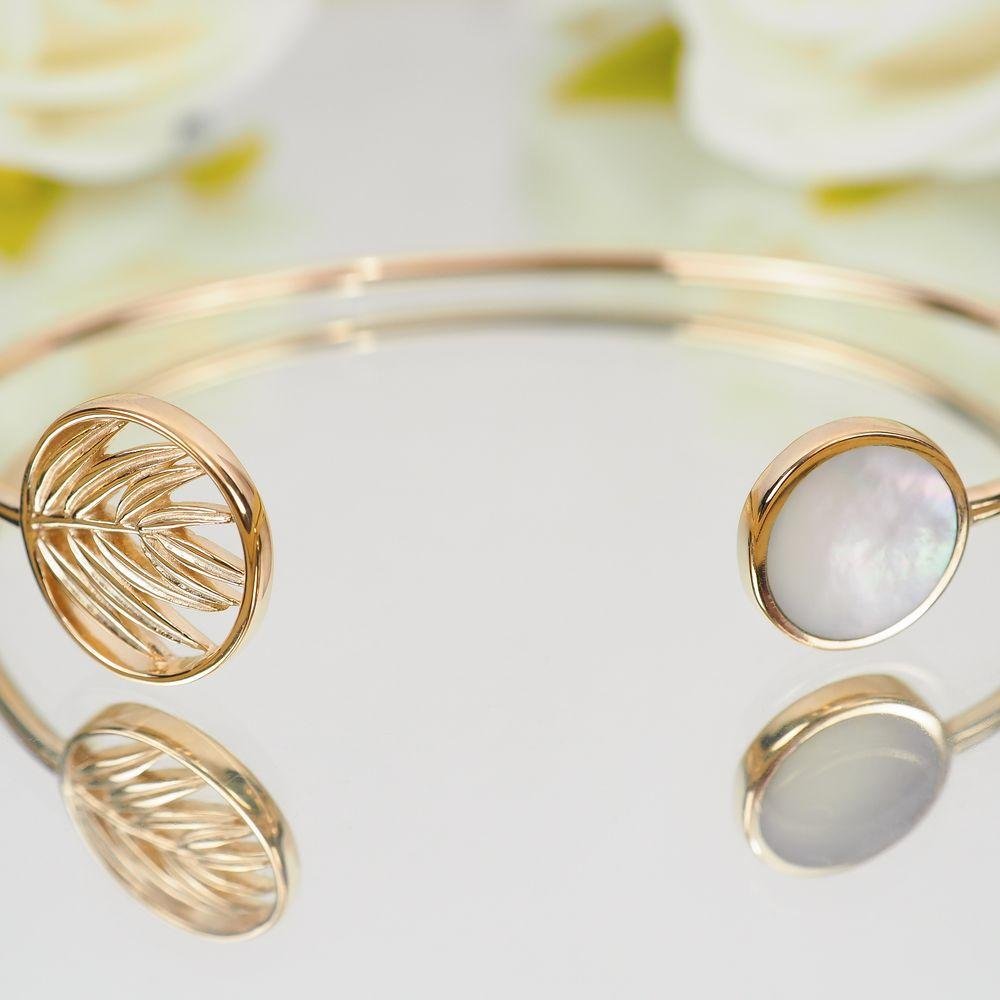 Bracelet Jonc Hanna - Plaqué Or et Pierre Nacre - Aurore & Luna