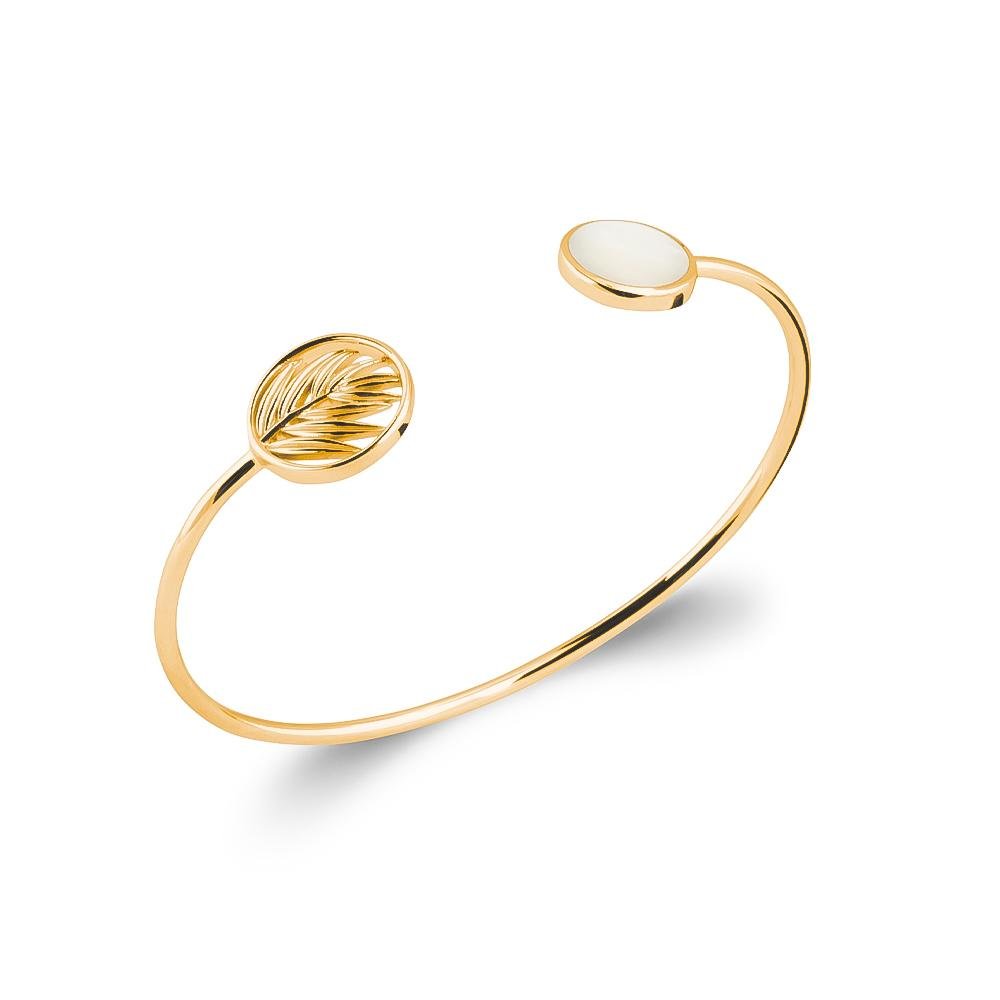 Bracelet Jonc Hanna - Plaqué Or et Pierre Nacre - Aurore & Luna