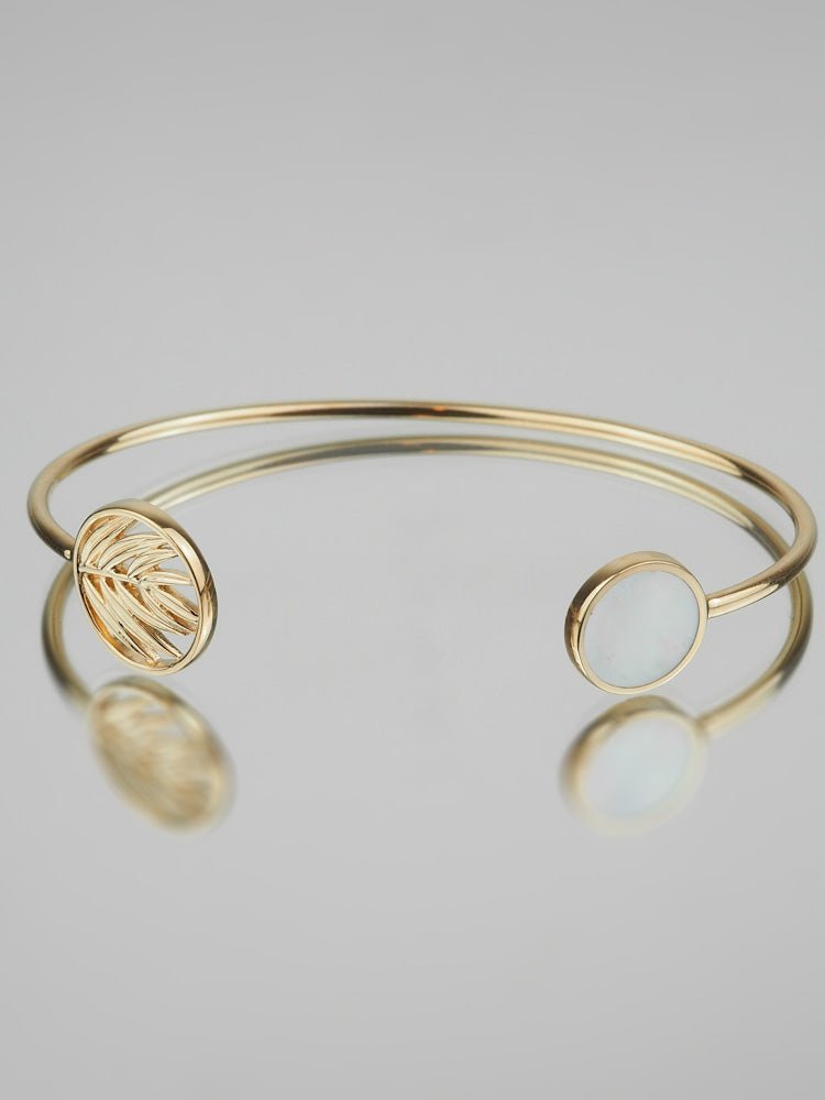 Bracelet Jonc Hanna - Plaqué Or et Pierre Nacre - Aurore & Luna