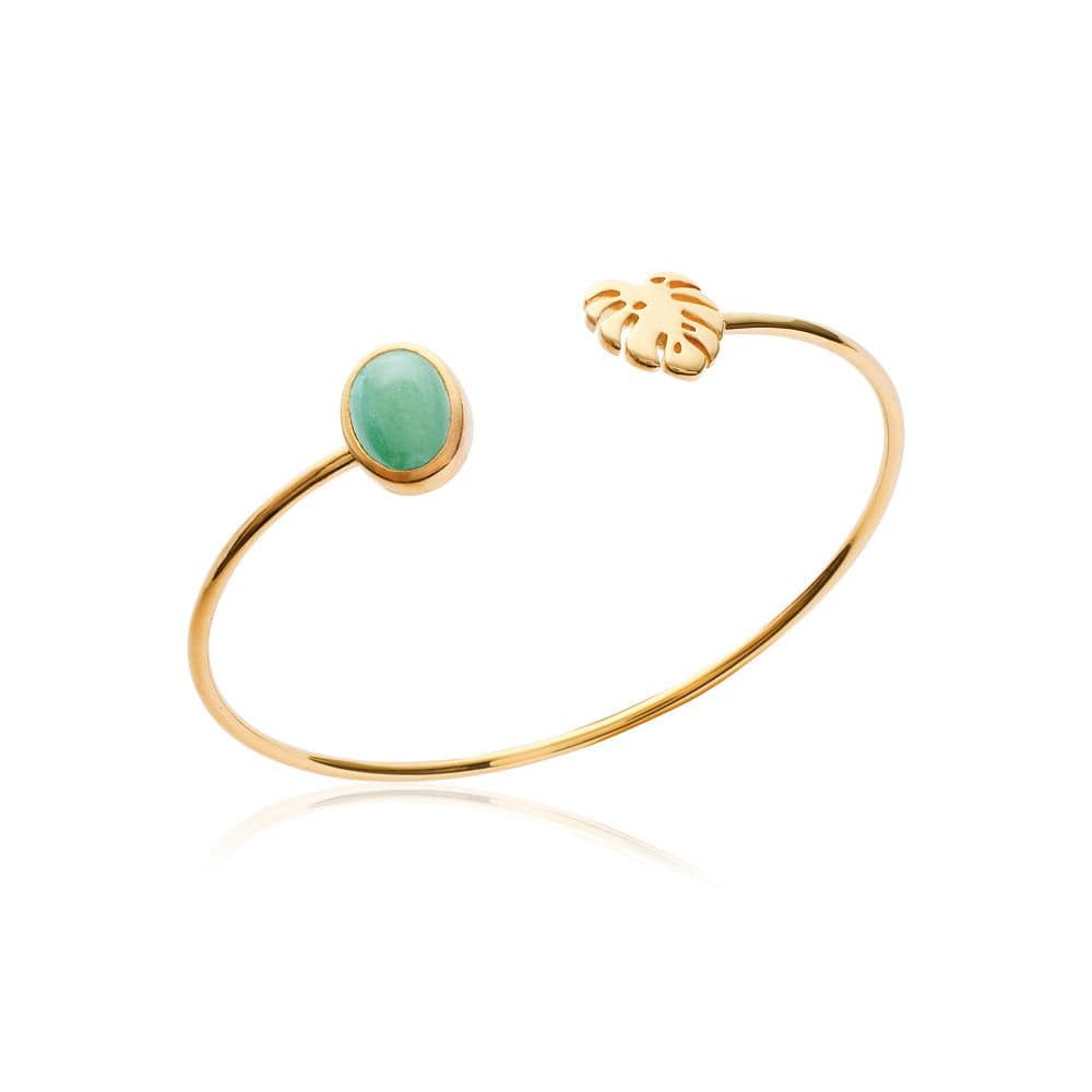 Bracelet Jonc Lou - Plaqué Or et Aventurine - Aurore & Luna