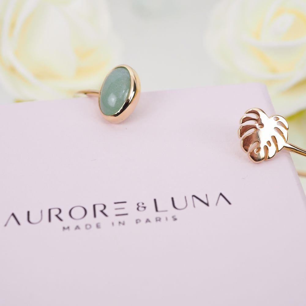 Bracelet Jonc Lou - Plaqué Or et Aventurine - Aurore & Luna