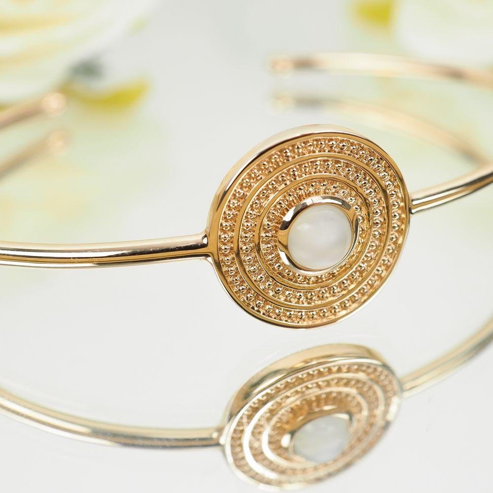 Bracelet Jonc Roxane - Plaqué Or et Pierre de Lune - Aurore & Luna