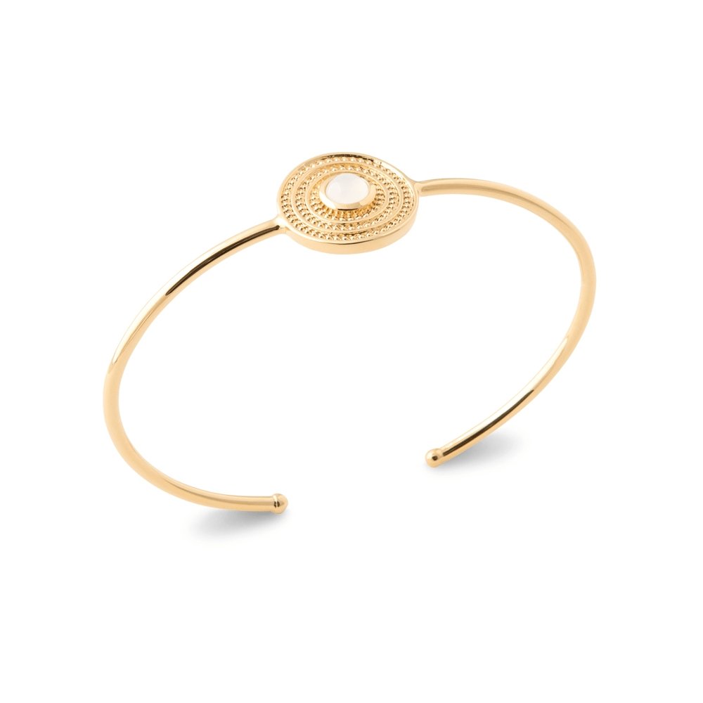 Bracelet Jonc Roxane - Plaqué Or et Pierre de Lune - Aurore & Luna