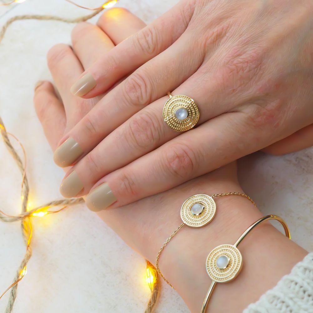 Bracelet Jonc Roxane - Plaqué Or et Pierre de Lune - Aurore & Luna