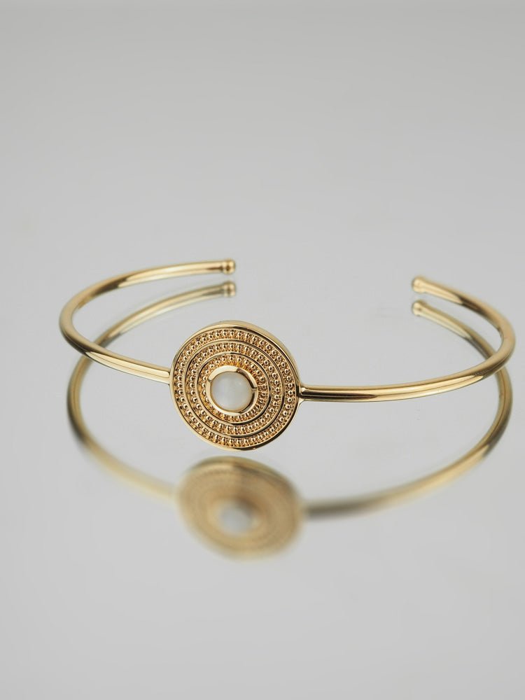 Bracelet Jonc Roxane - Plaqué Or et Pierre de Lune - Aurore & Luna