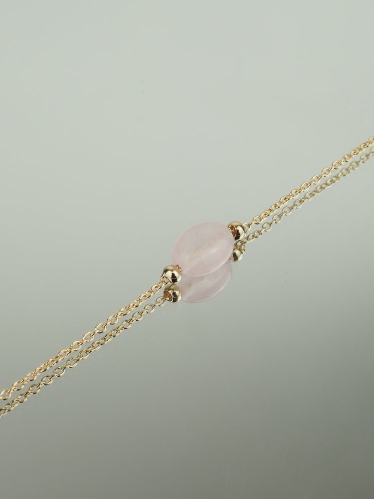 Bracelet Lyam - Plaqué Or et Quartz Rose - Aurore & Luna